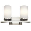 30W 2-Light Vanity Fixture with Satin Etched Cased Opal Glass in Brushed Nickel