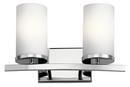 30W 2-Light Bath Light with Satin Etched Cased Opal Glass in Polished Chrome