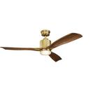 17W 3-Blade Ceiling Fan with 52 in. Blade Span in Natural Brass