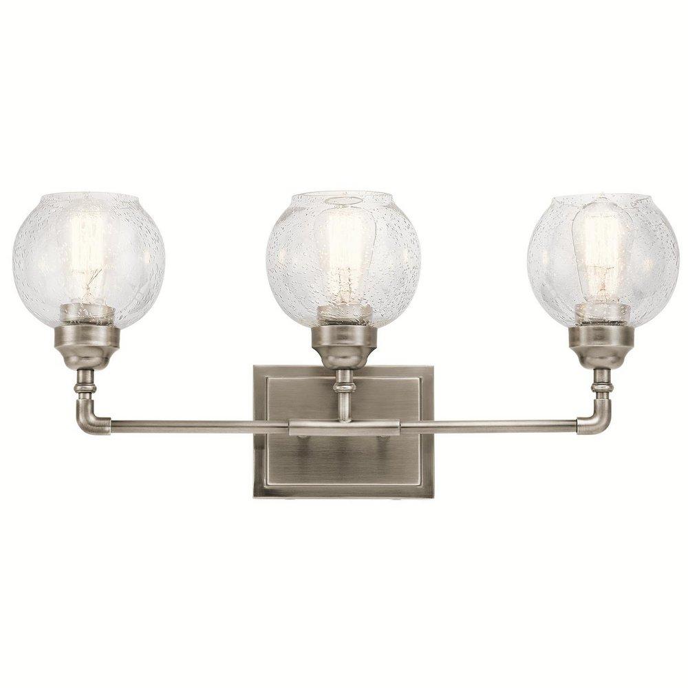 Kichler Lighting Antique Pewter 60W 3-Light Bath Light with Clear Seeded Glass 