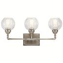 60W 3-Light Bath Light with Clear Seeded Glass in Antique Pewter