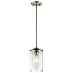1-Light Ceiling Mount Mini-Pendant in Brushed Nickel