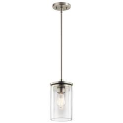 1-Light Ceiling Mount Mini-Pendant in Brushed Nickel