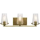 60W 3-Light Vanity Fixture with Clear Seeded Glass in Natural Brass