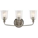 60W 3-Light Bath Light with Clear Seeded Glass in Classic Pewter