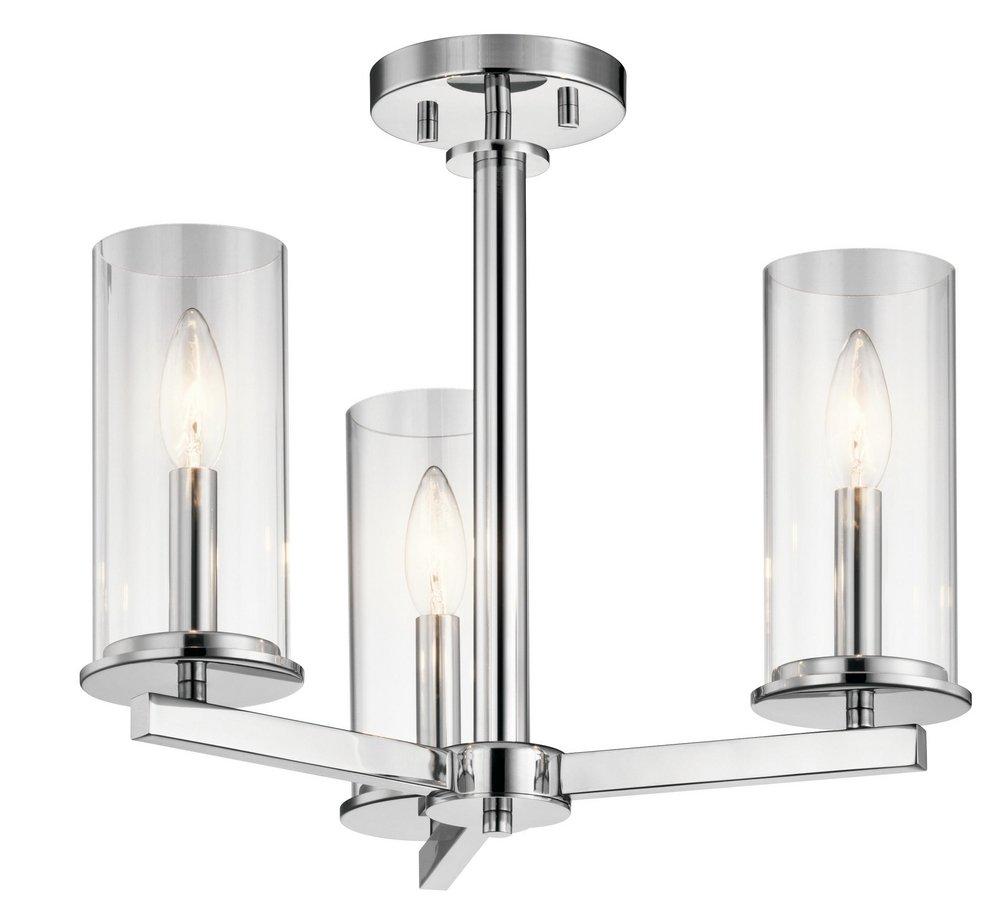 Kichler Lighting Chrome 40W 3-Light Semi-Flushmount Ceiling Fixture 