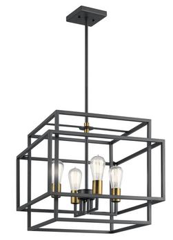 4-Light Incandescent Pendant in Black