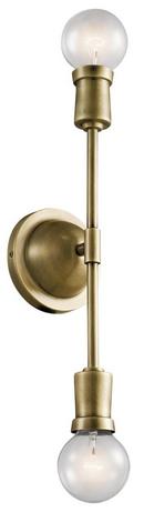 4-1/4 in. 60W 2-Light Medium E-26 Incandescent Wall Sconce in Natural Brass