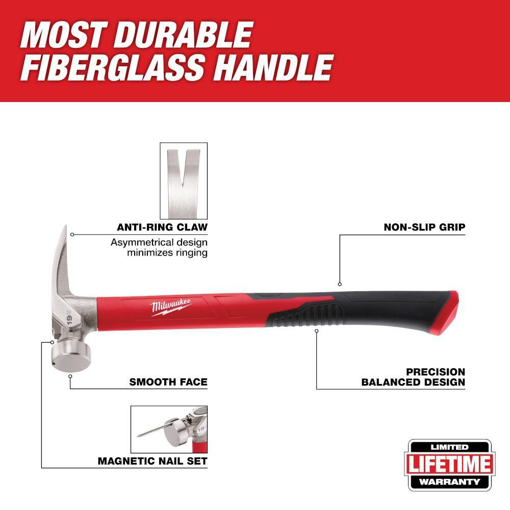 Milwaukee® Silver 19 oz. Smooth Face Fiberglass Handle 