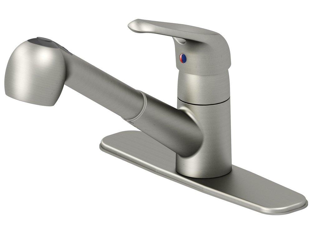 PROFLO&reg; Brushed Nickel Single Handle Pull Out Kitchen Faucet 