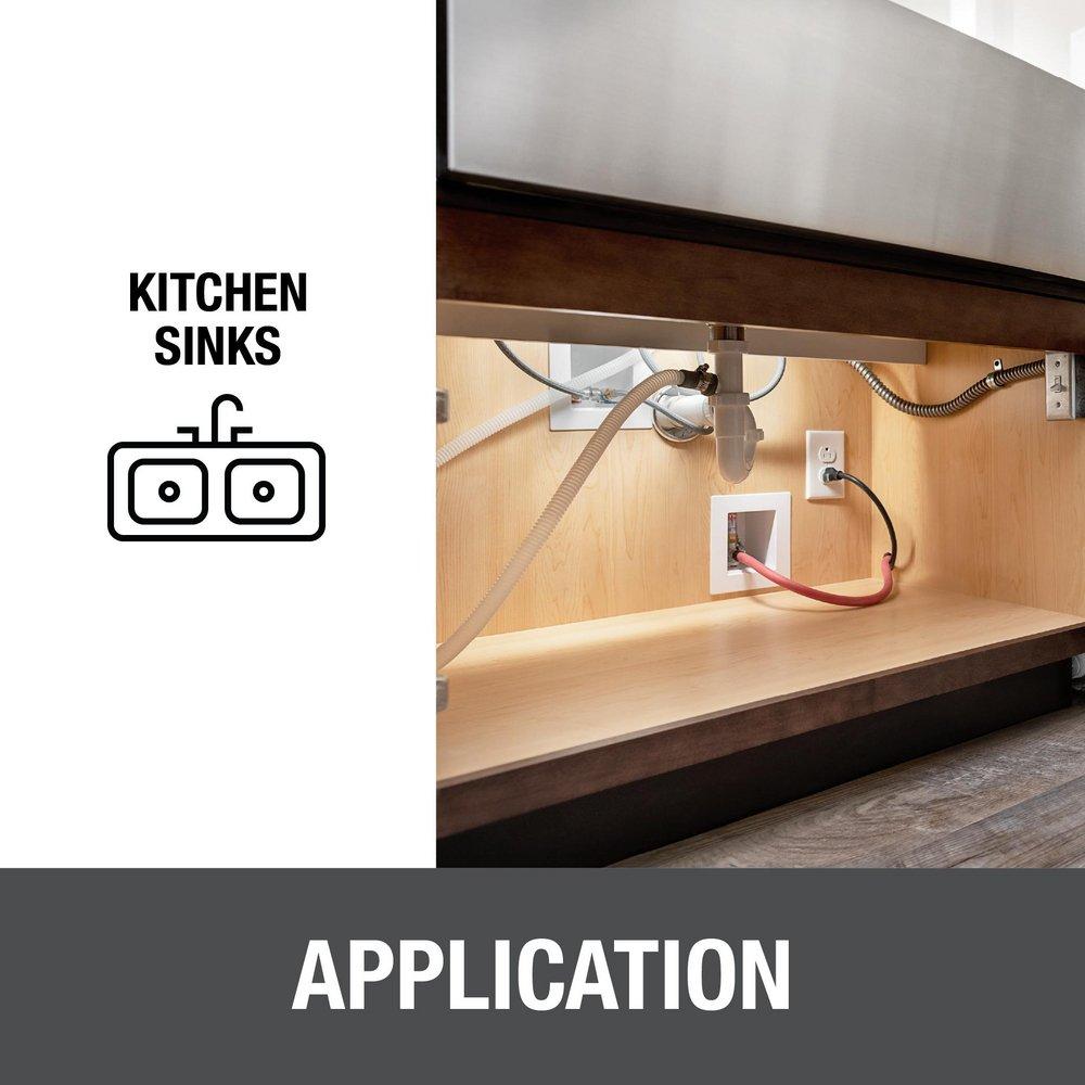 Oatey&reg; White 3-19/50 x 14-13/100 x 4-17/20 in. Kitchen Quarter-Turn Supply Box 