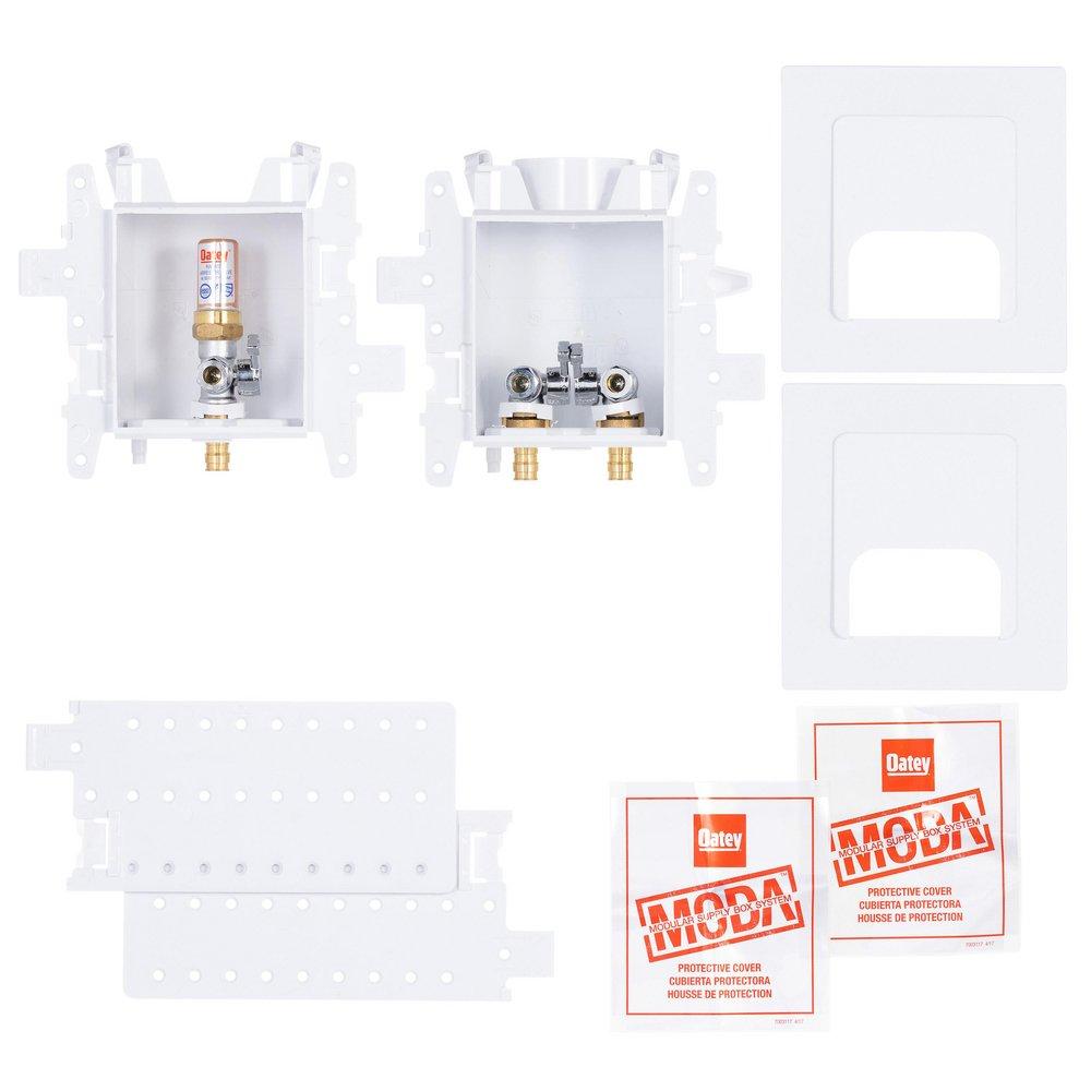 Oatey&reg; White 3-19/50 x 14-13/100 x 4-17/20 in. Kitchen Quarter-Turn Supply Box 