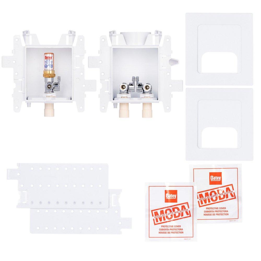 Oatey&reg; White 3-19/50 x 14-13/100 x 4-17/20 in. Kitchen Quarter-Turn Supply Box 