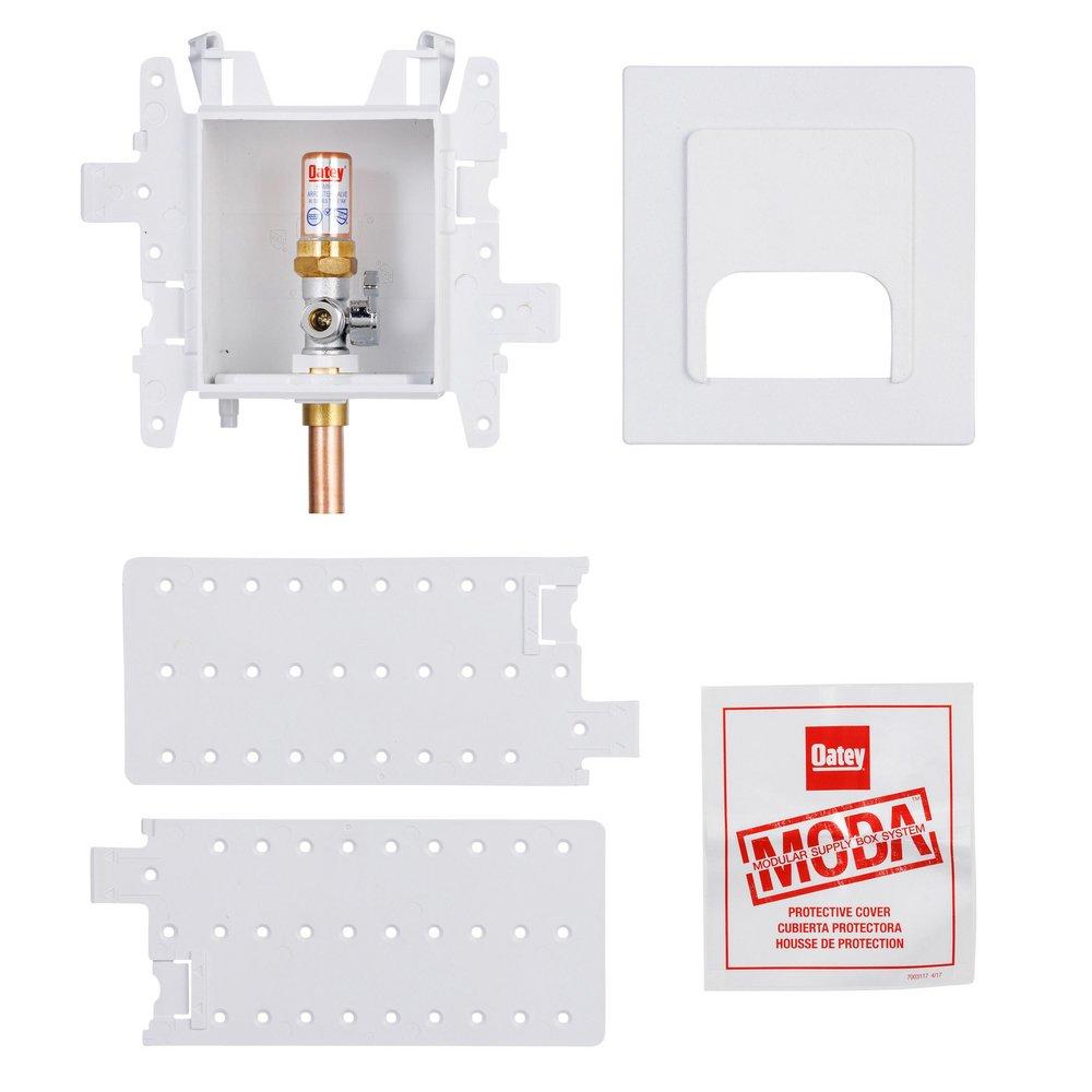 Oatey&reg; White 3-19/50 x 8 x 4-17/20 in. Toilet Quarter-Turn Supply Box 