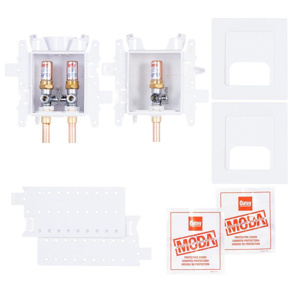 Oatey&reg; White 3-19/50 x 14-13/100 x 4-17/20 in. Kitchen Quarter-Turn Supply Box 