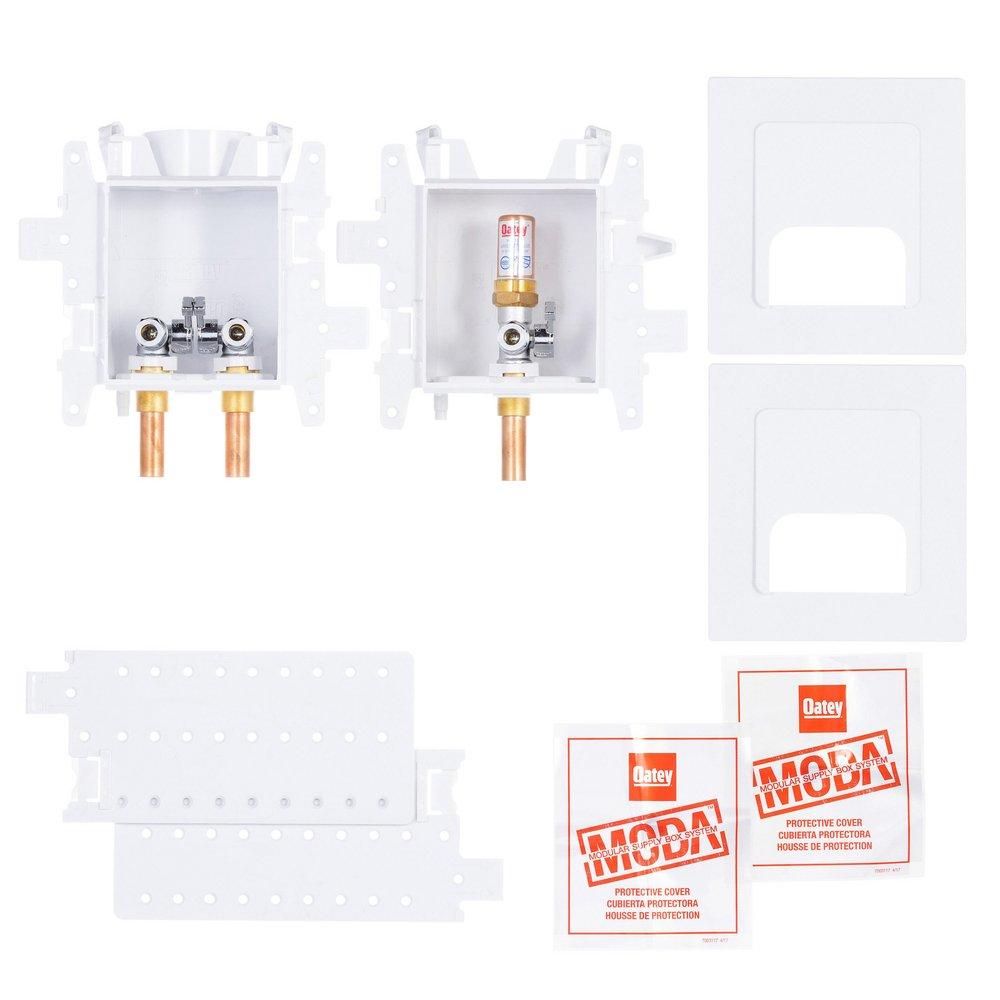 Oatey&reg; White 3-19/50 x 14-13/100 x 4-17/20 in. Kitchen Quarter-Turn Supply Box 