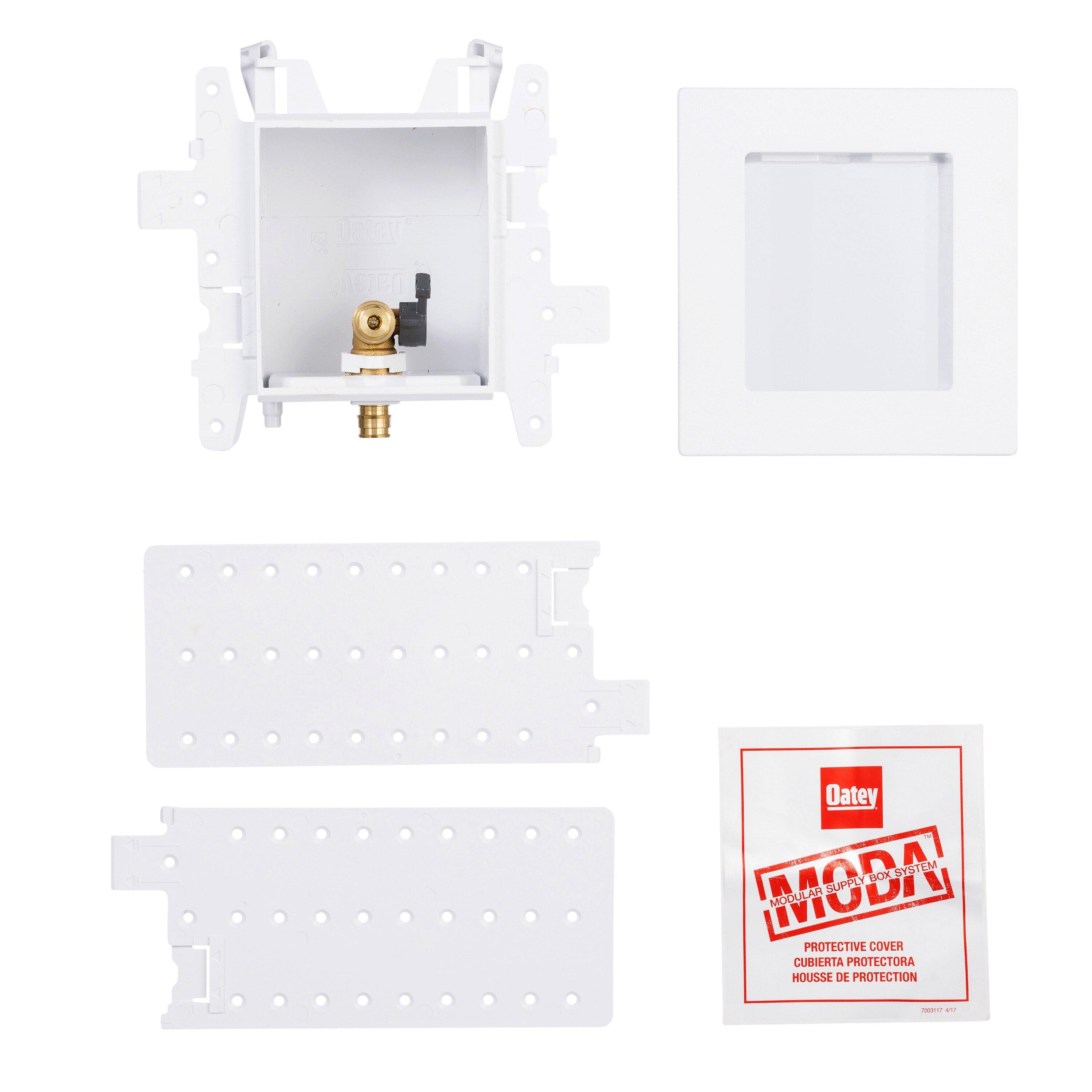 Oatey&reg; White 4-17/20 x 8 x 3-19/50 in. Ice Maker Supply Box 