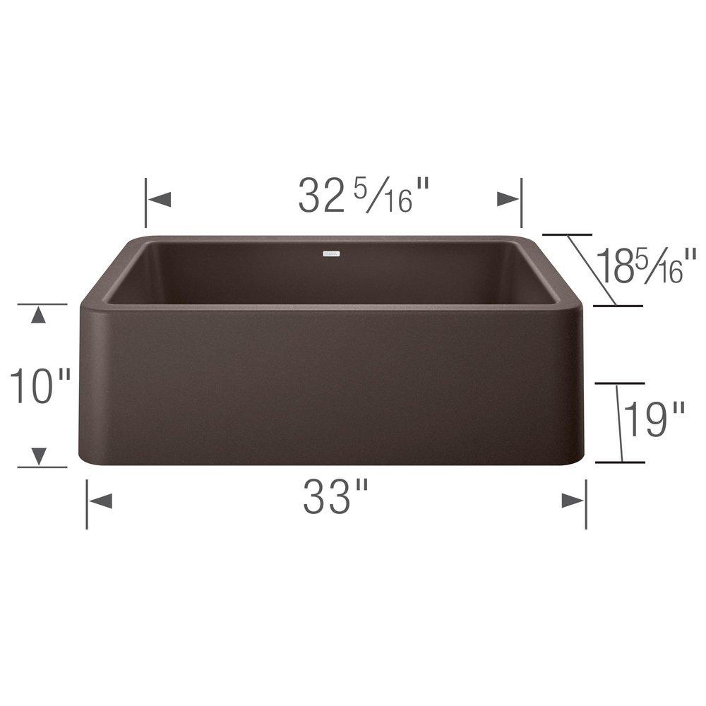 BLANCO Cafe 33 x 19 in. No-Hole Composite Single Bowl Apron Front Kitchen Sink 