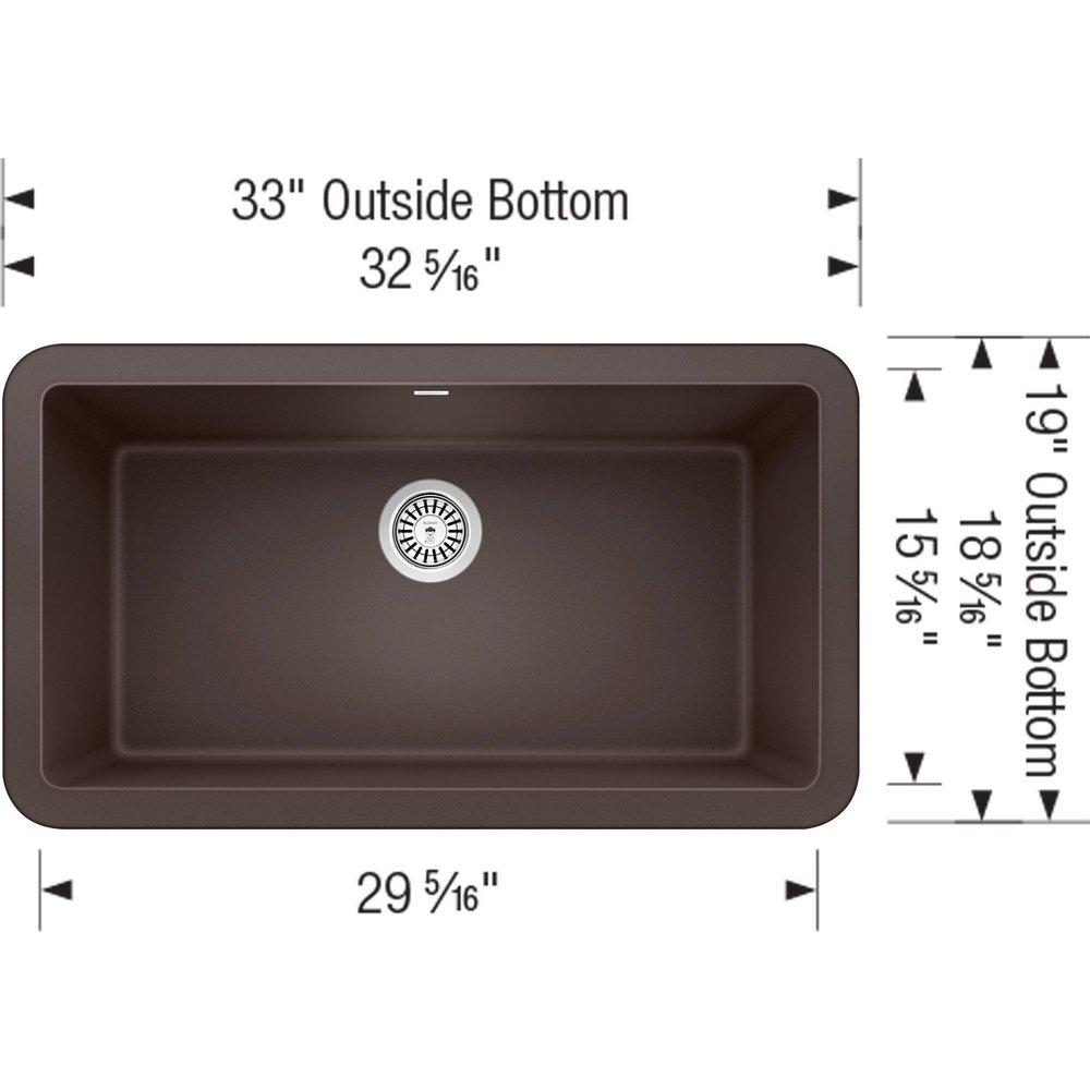 BLANCO Cafe 33 x 19 in. No-Hole Composite Single Bowl Apron Front Kitchen Sink 