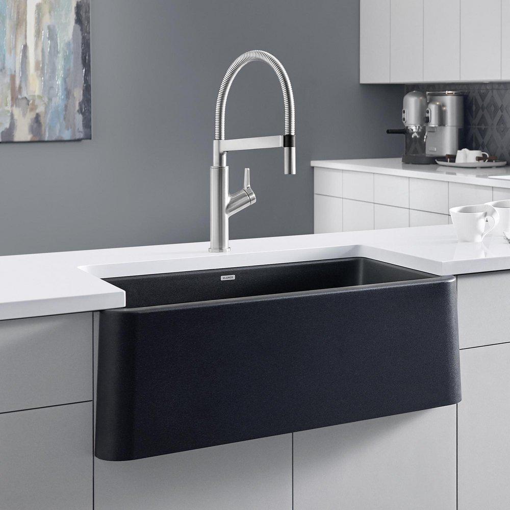 BLANCO Anthracite 33 x 19 in. Composite Single Bowl Farmhouse Kitchen Sink 