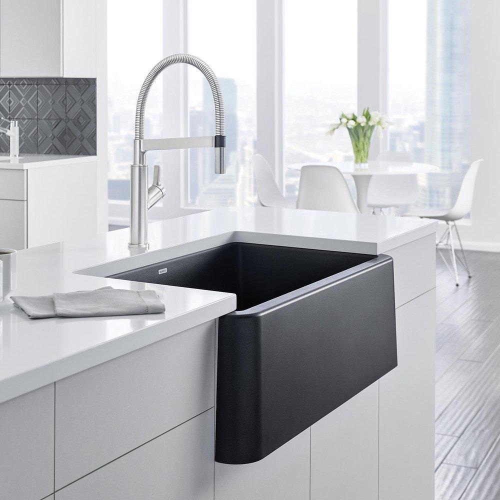 BLANCO Anthracite 33 x 19 in. Composite Single Bowl Farmhouse Kitchen Sink 