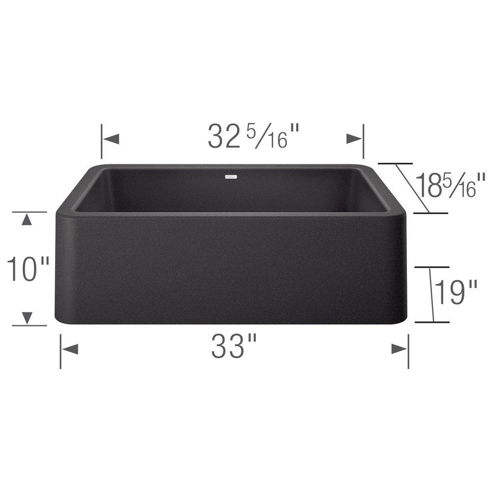 BLANCO Anthracite 33 x 19 in. Composite Single Bowl Farmhouse Kitchen Sink 