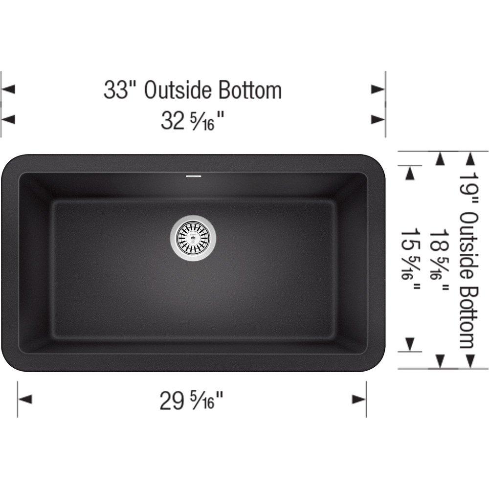 BLANCO Anthracite 33 x 19 in. Composite Single Bowl Farmhouse Kitchen Sink 