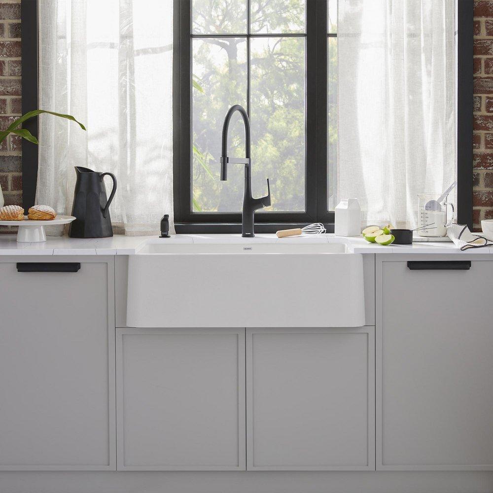 BLANCO White 33 x 19 in. Composite Single Bowl Farmhouse Kitchen Sink 