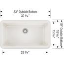 BLANCO White 33 x 19 in. No-Hole Composite Single Bowl Apron Front Kitchen Sink 