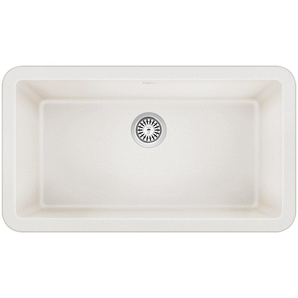 BLANCO White 33 x 19 in. No-Hole Composite Single Bowl Apron Front Kitchen Sink 