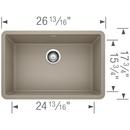 BLANCO Truffle 26-13/16 x 17-3/4 in. No Hole Composite Single Bowl Undermount Kitchen Sink 