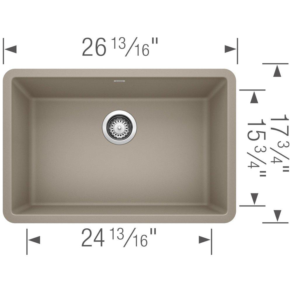BLANCO Truffle 26-13/16 x 17-3/4 in. No Hole Composite Single Bowl Undermount Kitchen Sink 
