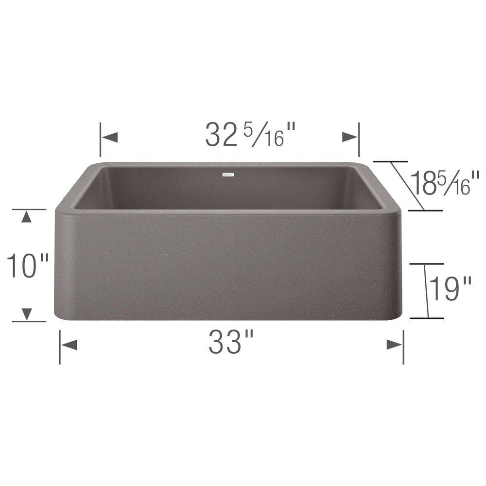BLANCO Metallic Grey 33 x 19 in. Composite Single Bowl Farmhouse Kitchen Sink 