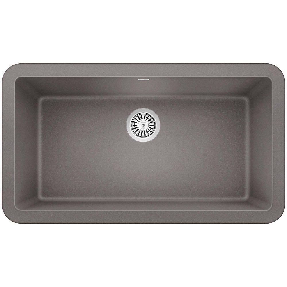 BLANCO Metallic Grey 33 x 19 in. Composite Single Bowl Farmhouse Kitchen Sink 