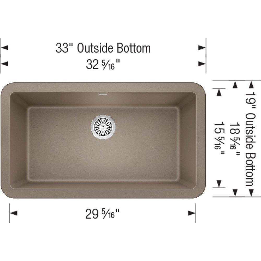 BLANCO Truffle 33 x 19 in. No-Hole Composite Single Bowl Apron Front Kitchen Sink 