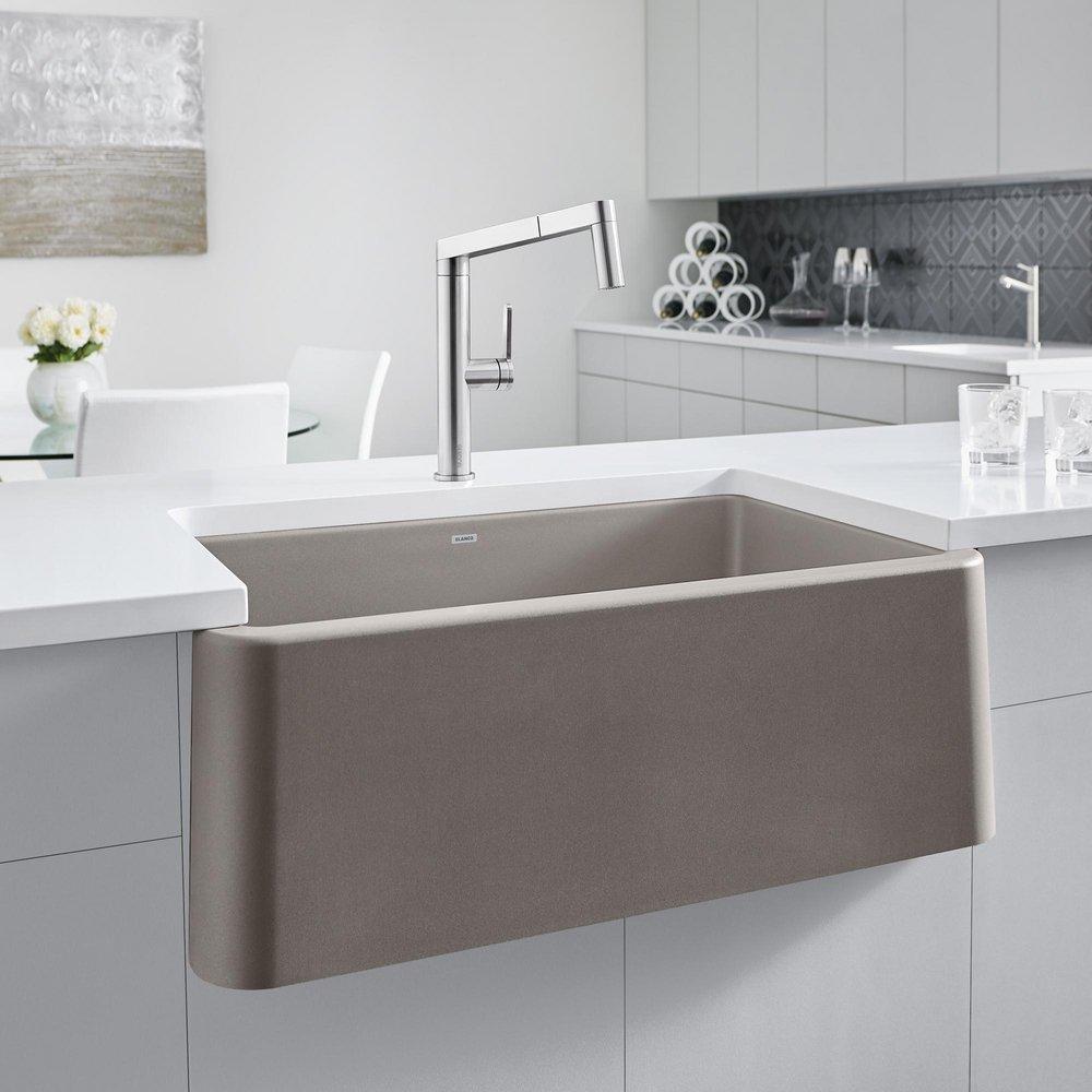 BLANCO Truffle 33 x 19 in. No-Hole Composite Single Bowl Apron Front Kitchen Sink 