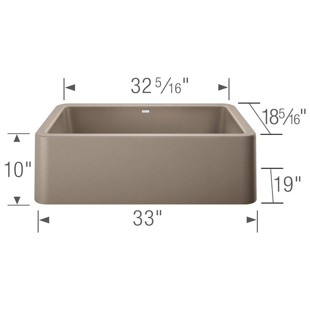 BLANCO Truffle 33 x 19 in. No-Hole Composite Single Bowl Apron Front Kitchen Sink 