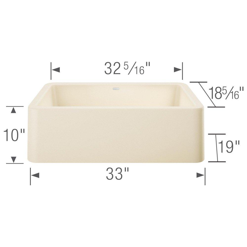 BLANCO Biscuit 33 x 19 in. Composite Single Bowl Farmhouse Kitchen Sink 