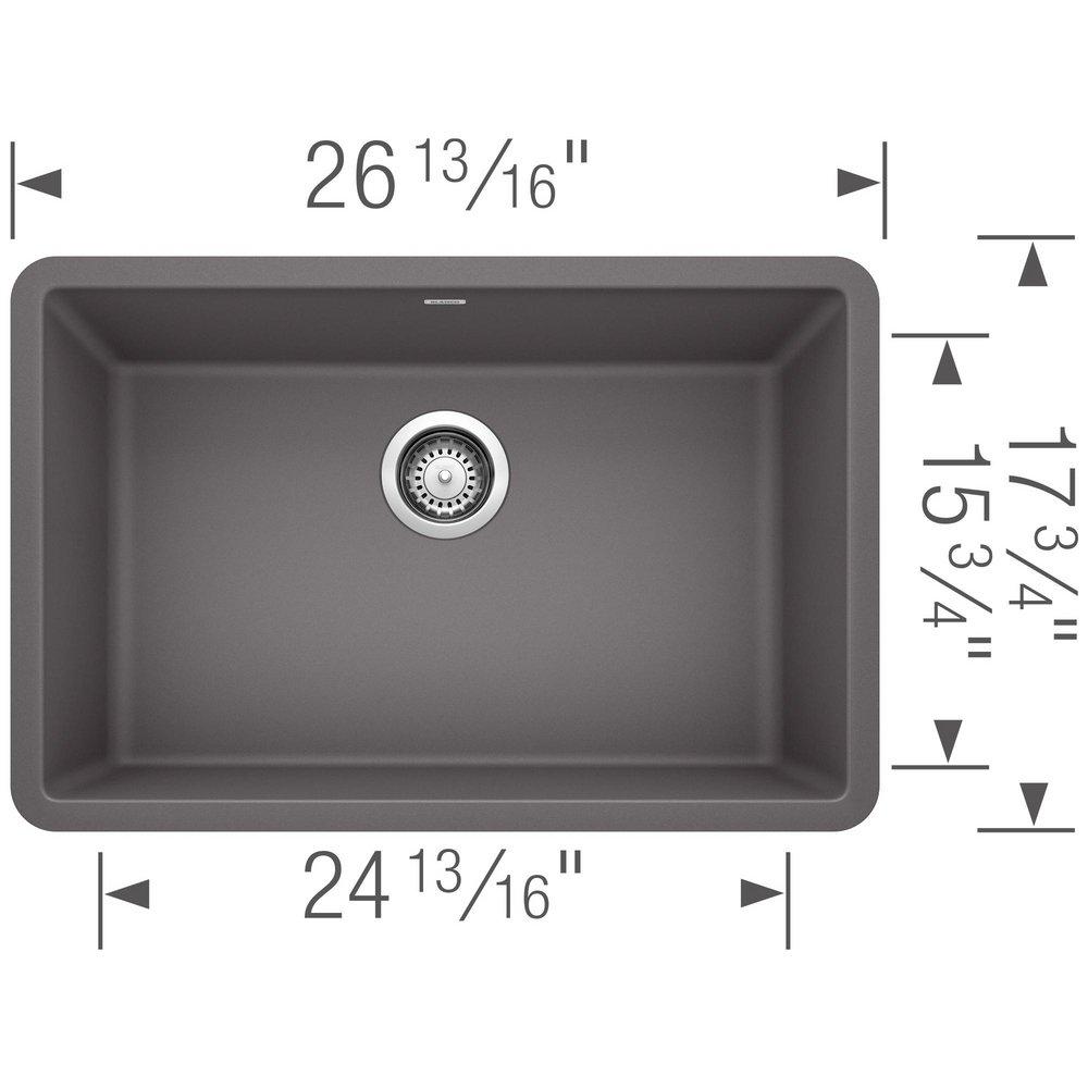 BLANCO Cinder 26-13/16 x 17-3/4 in. No Hole Composite Single Bowl Undermount Kitchen Sink 