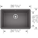 BLANCO Cinder 26-13/16 x 17-3/4 in. No Hole Composite Single Bowl Undermount Kitchen Sink 
