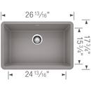 BLANCO Metallic Grey 26-13/16 x 17-3/4 in. No Hole Composite Single Bowl Undermount Kitchen Sink 