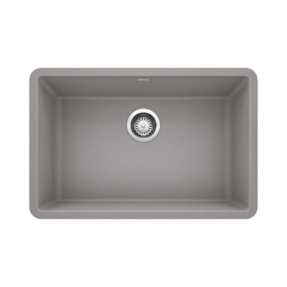 BLANCO Metallic Grey 26-13/16 x 17-3/4 in. No Hole Composite Single Bowl Undermount Kitchen Sink 