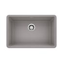 26-13/16 x 17-3/4 in. No Hole Composite Single Bowl Undermount Kitchen Sink in Metallic Grey