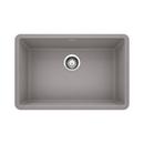 BLANCO Metallic Grey 26-13/16 x 17-3/4 in. No Hole Composite Single Bowl Undermount Kitchen Sink 
