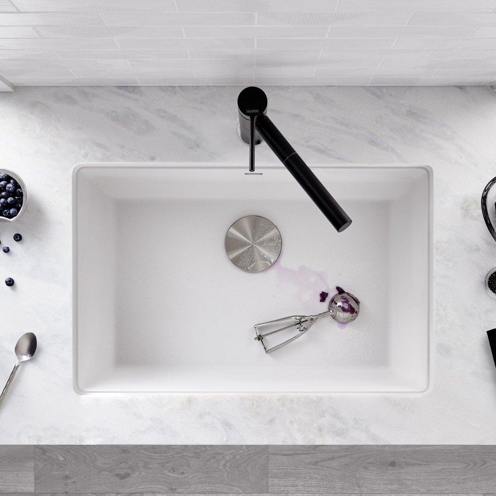 BLANCO White 26-13/16 x 17-3/4 in. No Hole Composite Single Bowl Undermount Kitchen Sink 
