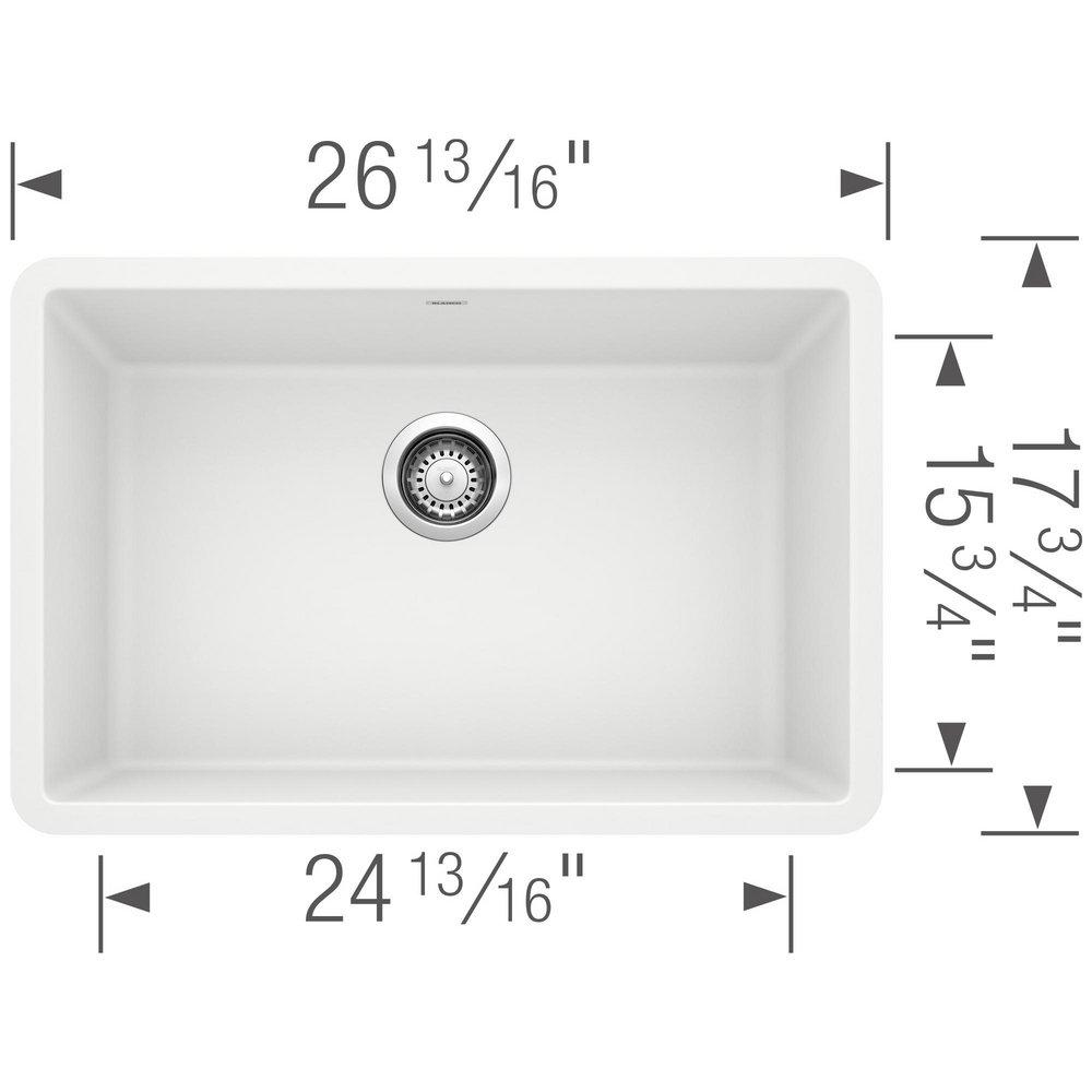 BLANCO White 26-13/16 x 17-3/4 in. No Hole Composite Single Bowl Undermount Kitchen Sink 