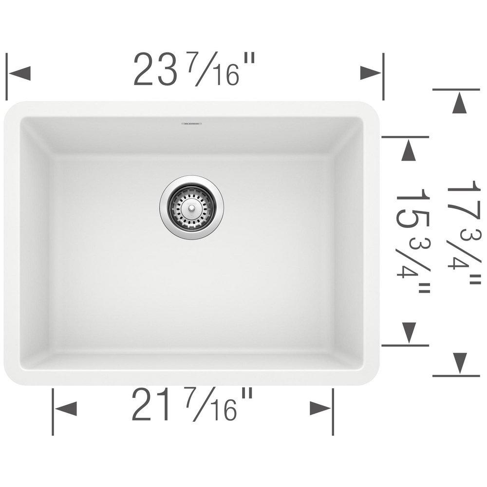 BLANCO White 23-1/2 x 17-3/4 in. No Hole Composite Single Bowl Undermount Kitchen Sink 
