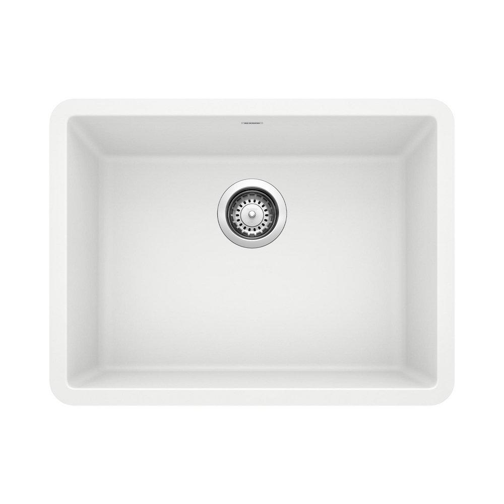BLANCO White 23-1/2 x 17-3/4 in. No Hole Composite Single Bowl Undermount Kitchen Sink 