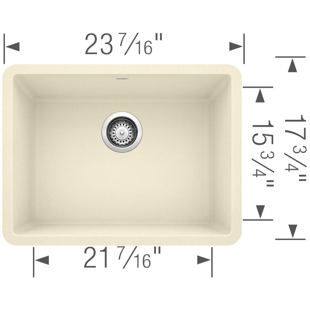 BLANCO Biscuit 23-1/2 x 17-3/4 in. No Hole Composite Single Bowl Undermount Kitchen Sink 