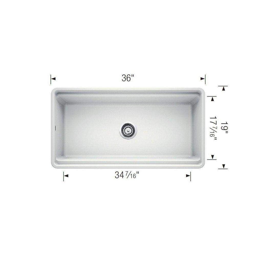 BLANCO White 36 x 19 in. Fireclay Single Bowl Farmhouse Kitchen Sink 